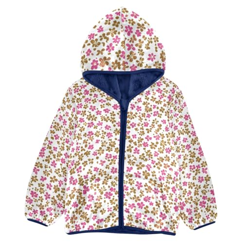 Vintage Floral Girls Fleece Jacket Girls Fall Jacket Girls Zip Up Hoodie Girls Sherpa Jacket 2-10T