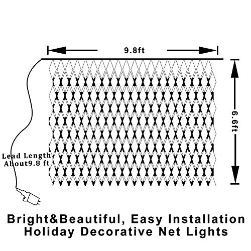 9.8ft x 6.6ft 200LED net Lights, Outdoor Christmas Decorative mesh Lights with 8 Working Modes for Holiday, Party, Wedding, Garden, Christmas Decorations (Multicolor)