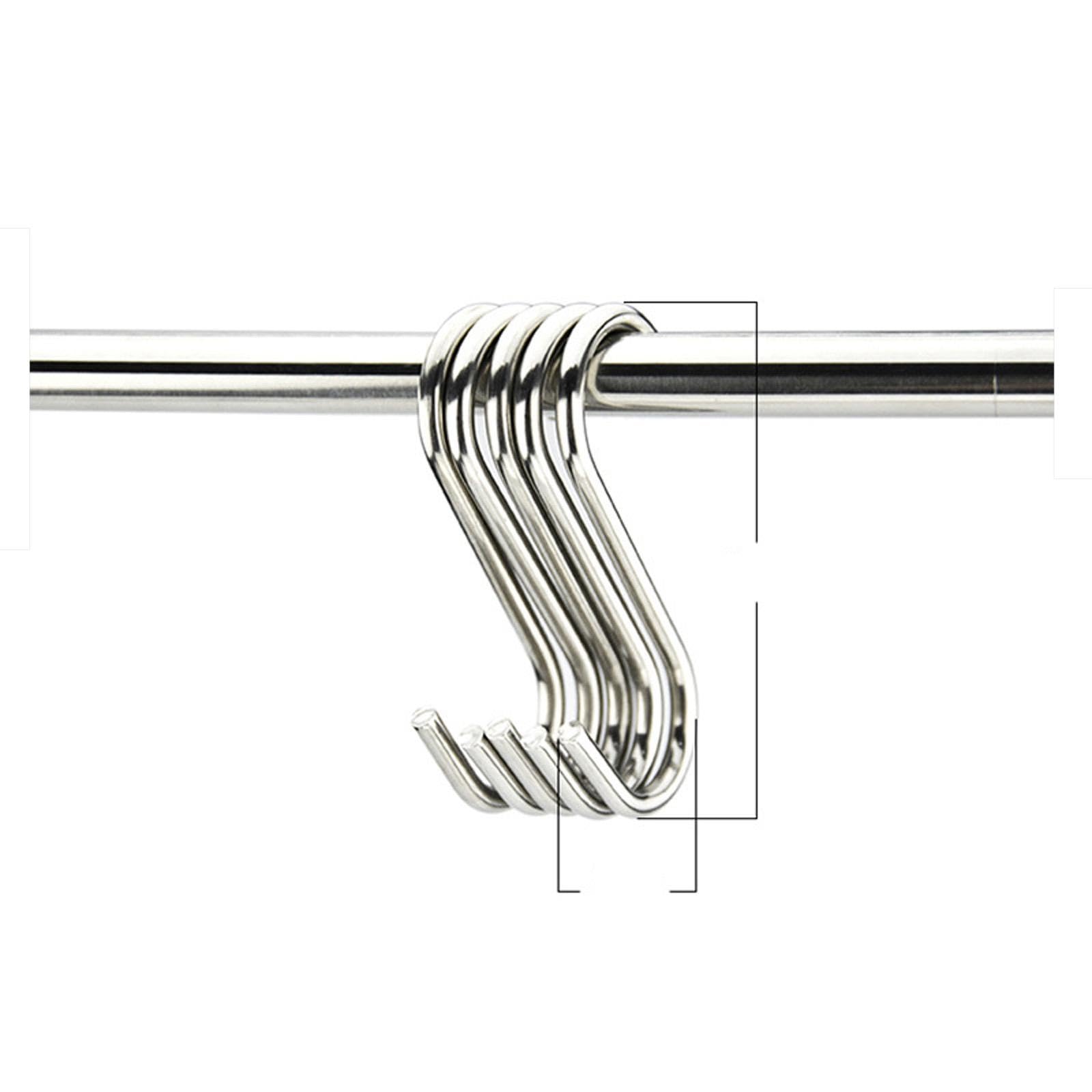 FALERIIStainless Steel S Hook - Pure Solid Storage S Hook - Kitchen, Bedroom, Wardrobe, Bathroom Door, Rear Crossbar Hook - Multiple Models, 20 pcs, Diameter 0.79in/height 2in