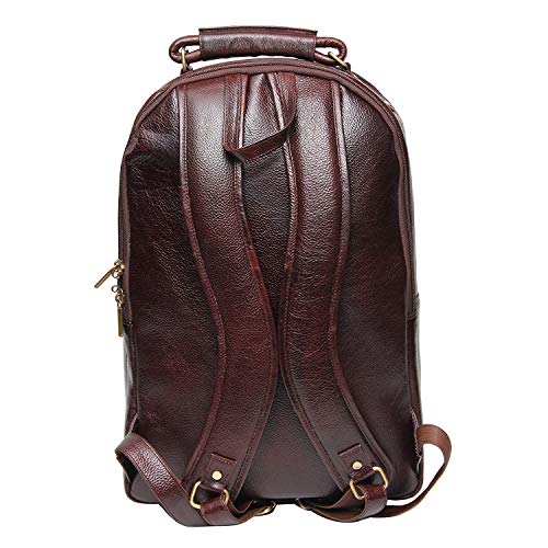 Image of RICHSIGN LEATHER ACCESSORIES Genuine Leather Laptop Backpack Bag For Men And Women, College, Office, Travel Use | 15.6 Inch Laptop Compartment