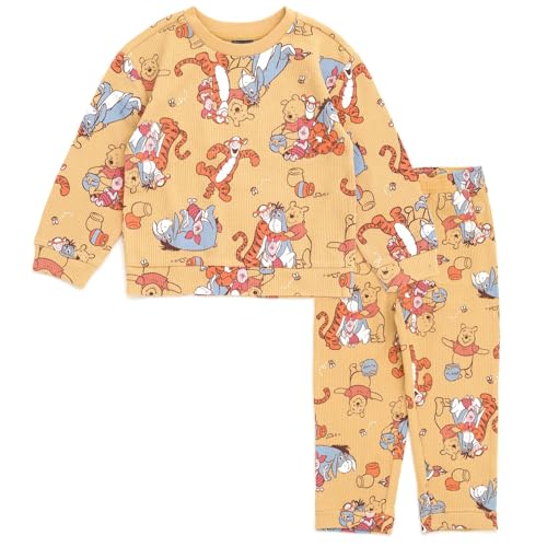 Disney Winnie the Pooh Waffle Knit T-Shirt and Pants Outfit Set Newborn to Little Kid Sizes (Newborn - 5)