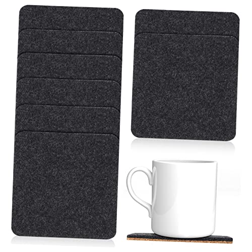 WEKADRIN 8 Piezas Posavasos Doble Cara de Fieltro y Corcho Absorbentes Antideslizantes para Bebidas Calientes y Frías de Unidades para Hogar Oficina y Cafetería