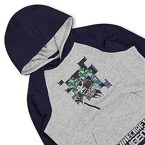 Minecraft Boys Video Game Hoodie - Black and Green Creeper Face - Official Sweatshirt (Grey Navy, XS-4)3