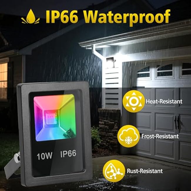 T-SUN Led Flood Light 10W RGB Color Changing Security Lights Outdoor Spotlight