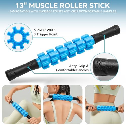 Krightlink 5 in 1 Foam Roller Set for Deep Tissue Muscle Massage, High Density Trigger Point Fitness Patented Exercise Foam Roller, Massage Roller, Massage Ball, Resistance Band, for Whole Body
