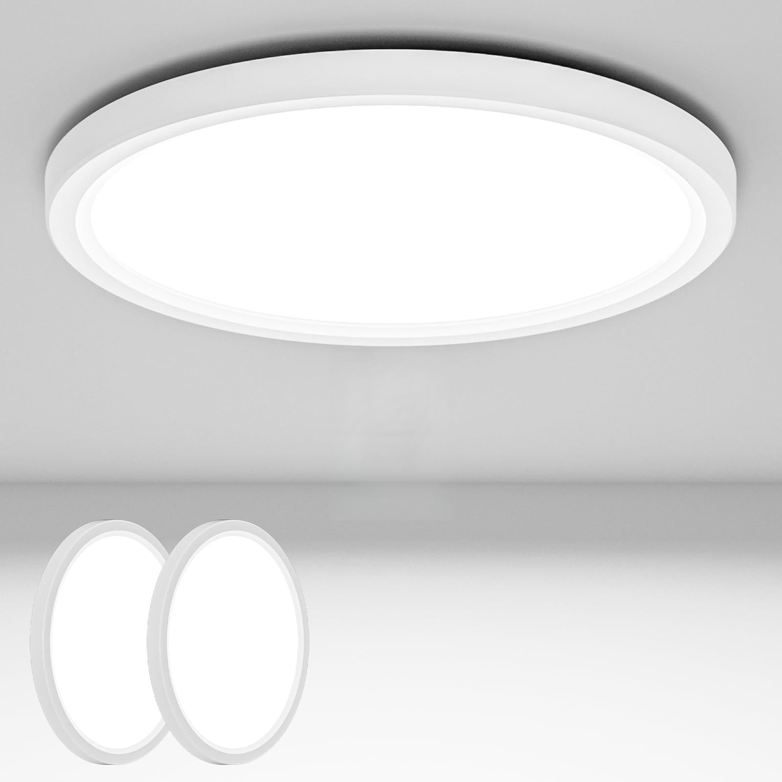 Gaethra 2er Deckenlampe mit Bewegungsmelder Innen, 18W LED Deckenleuchte mit Bewegungsmelder, 1800LM Lampe mit Radar Bewegungssensor für Flur Treppe Abstellraum Keller, 3000K, 4000K, 6500K