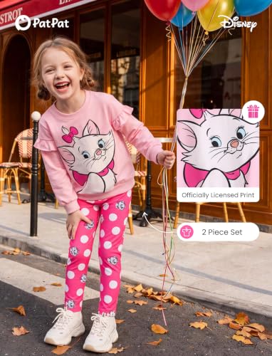 Image of Disney Girls Clothes Long Sleeve Sweatshirt Leggings Outfit 2 Piece Set | Officially Licensed丨Bold Character Print丨Ruffle Shoulder丨Comfy Fit丨Soft Feel丨Lightweight丨Bright Colors丨Mix & Match丨Gift-Ready