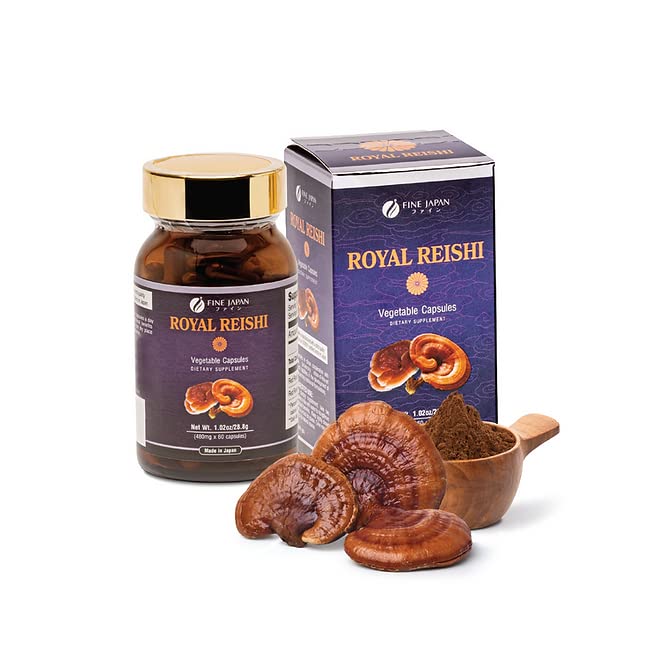 FINE JAPANOrganic Reishi Mushroom Capsules-Organic Mushroom Extract Supplement to Boost Your Immune System Health Dynamic Mushroom - 60 Capsules