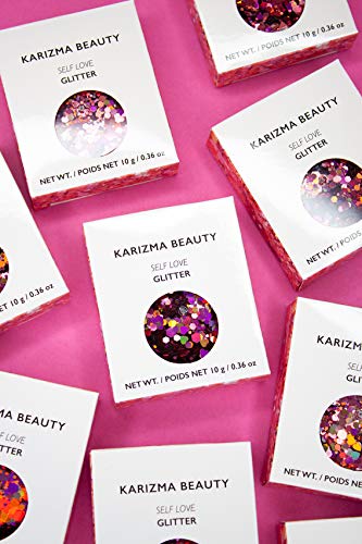 Karizma Self Love Heart Glitter. 10G Chunky Face Glitter, Hair Glitter, Eye Glitter, Body Glitter For Women. Rave Glitter, Festival Accessories, Cosmetic Glitter Makeup. Loose Glitter Set #TOP5