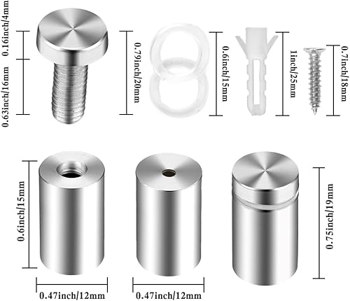 Miniatura 2 de Tornillos de separación, separadores de letreros, tornillos de separación para acrílico, soporte publicitario de metal, accesorios de montaje de