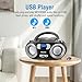 MEGATEK Portable CD Player Boombox with FM Radio, Bluetooth, USB Port, AUX Input, and Headphone Jack – CD-R/CD-RW/MP3-CD Compatible, Clear Stereo Sound, Backlit LCD Display – Black