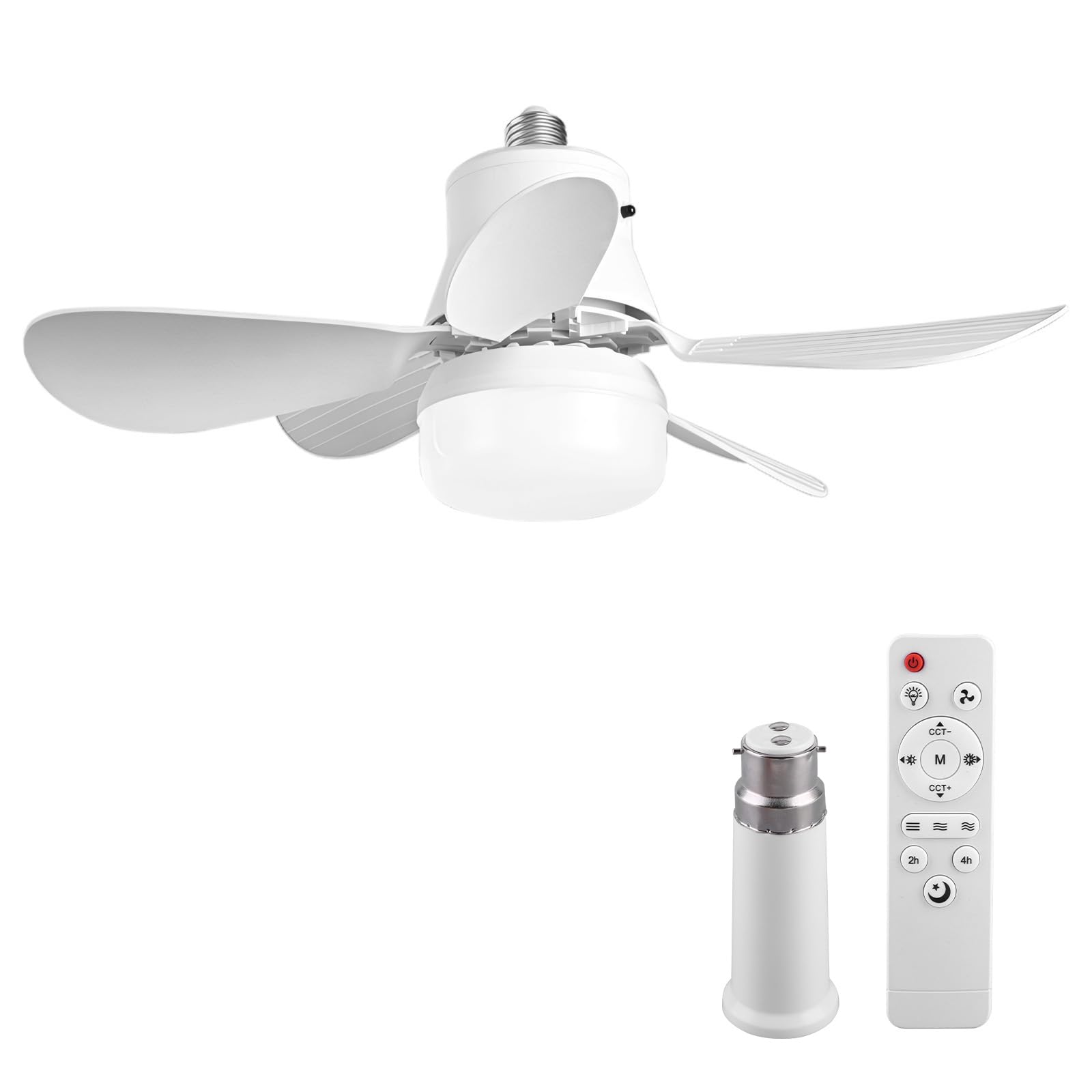 E27/B22 Ceiling Fan with Light and Remote, 40W 52cm Screw in Ceiling Fan with 5 Blades, Silent Ceilings Fans Dimmable LED 3000-7000K Stepless Dimming, Light Bulb Fans for Bedroom Kitchen Small Space