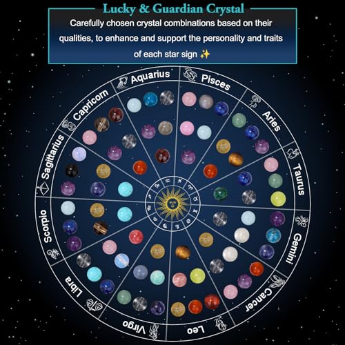 Raicegs Zodiac Bracelets for Women 18K Gold Plated Natural Stone Zodiac Sign Bracelets Gemstone Beads Healing Crystal Bracelets Constellation Horoscope Jewelry Gifts4