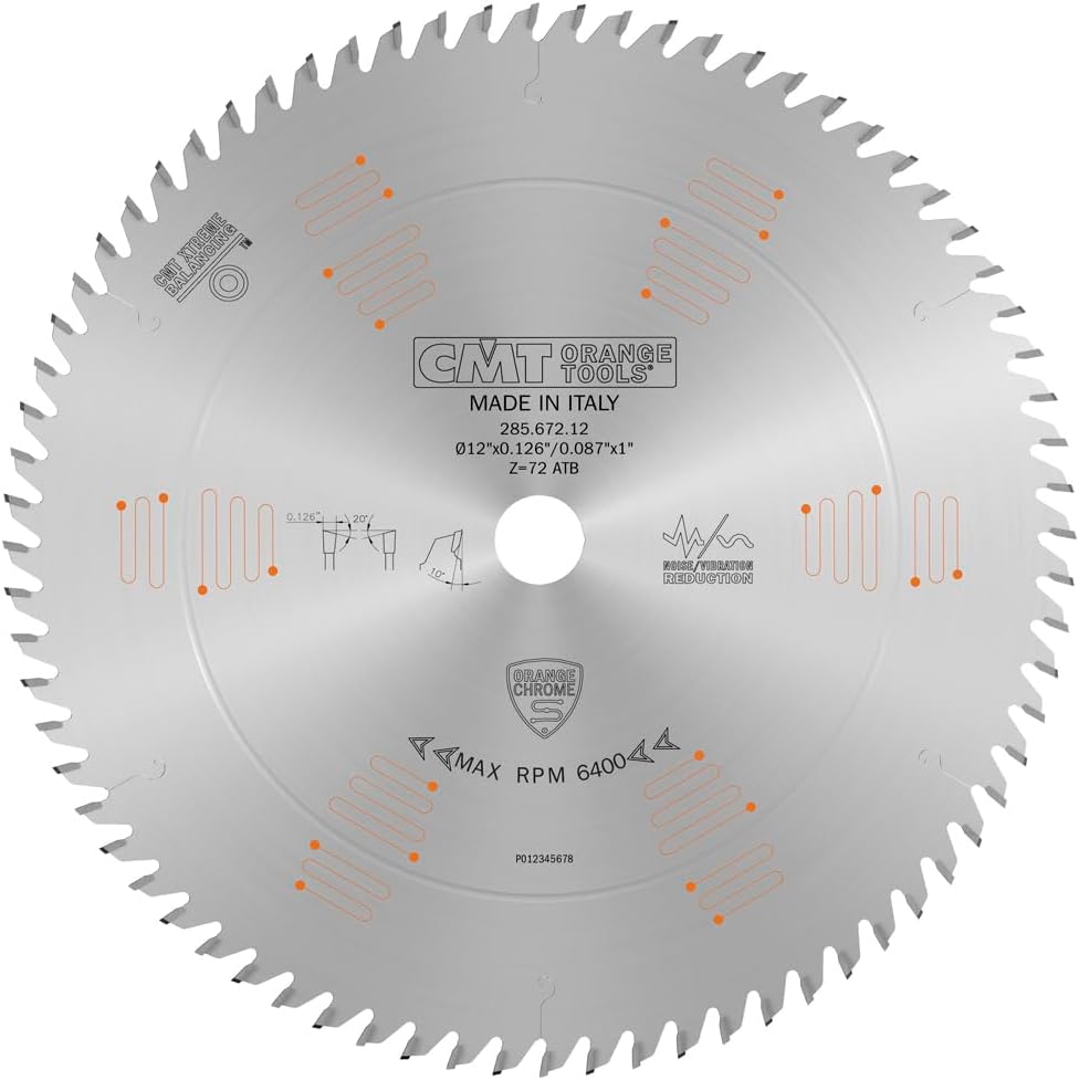 CMT ORANGE TOOLS 285.672.12 Orange Chrome Heavy-Duty CROSSCUTTING BLADE12 x T72 ATB