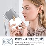 Portemonnaie Damen Geldbörse Damen aus Leder Geldbörse Frauen mit RFID-Schutz, 14 Kartenfächer, Kleine Geldbörsen mit Reißverschluss Kette und Lanyard – Bild 5