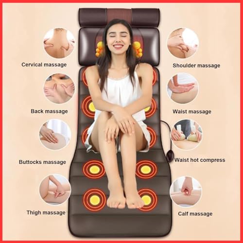 Tappetino per massaggio shiatsu con cuscinetto riscaldato e nodi vibranti, cuscino cervicale regolabile e calore lombare per alleviare il dolore a schiena, collo e spalle