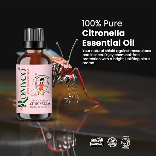 Image of Romyco Citronella Essential Oil 30ml | Natural Insect & Mosquito Repellent Oil | Therapeutic Grade Pure Natural Undiluted | Aromatherapy Diffuser