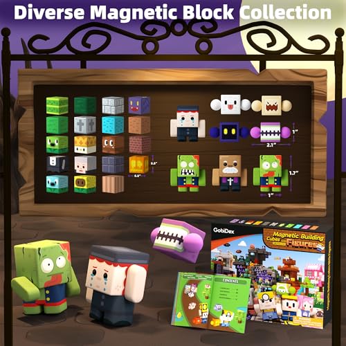 GobiDex 108PCS Magnetic Blocks & Figures Crew Playset, Build Weird Monster MagWonder with STEM Building Toys, Pretend Play Montessori Gift for Boys and Girls 3+ Years Old
