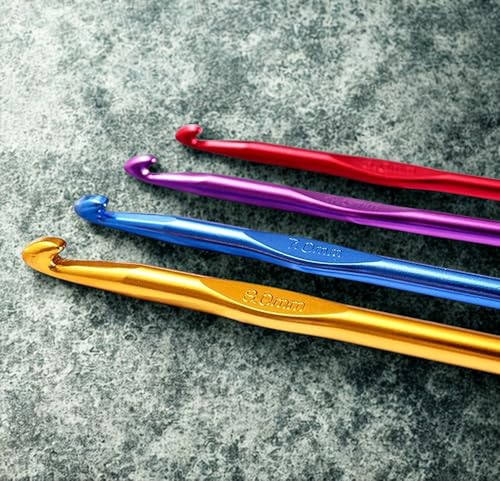 Agujas de ganchillo Rasakraft de aluminio con funda para tejer sin esfuerzo 5