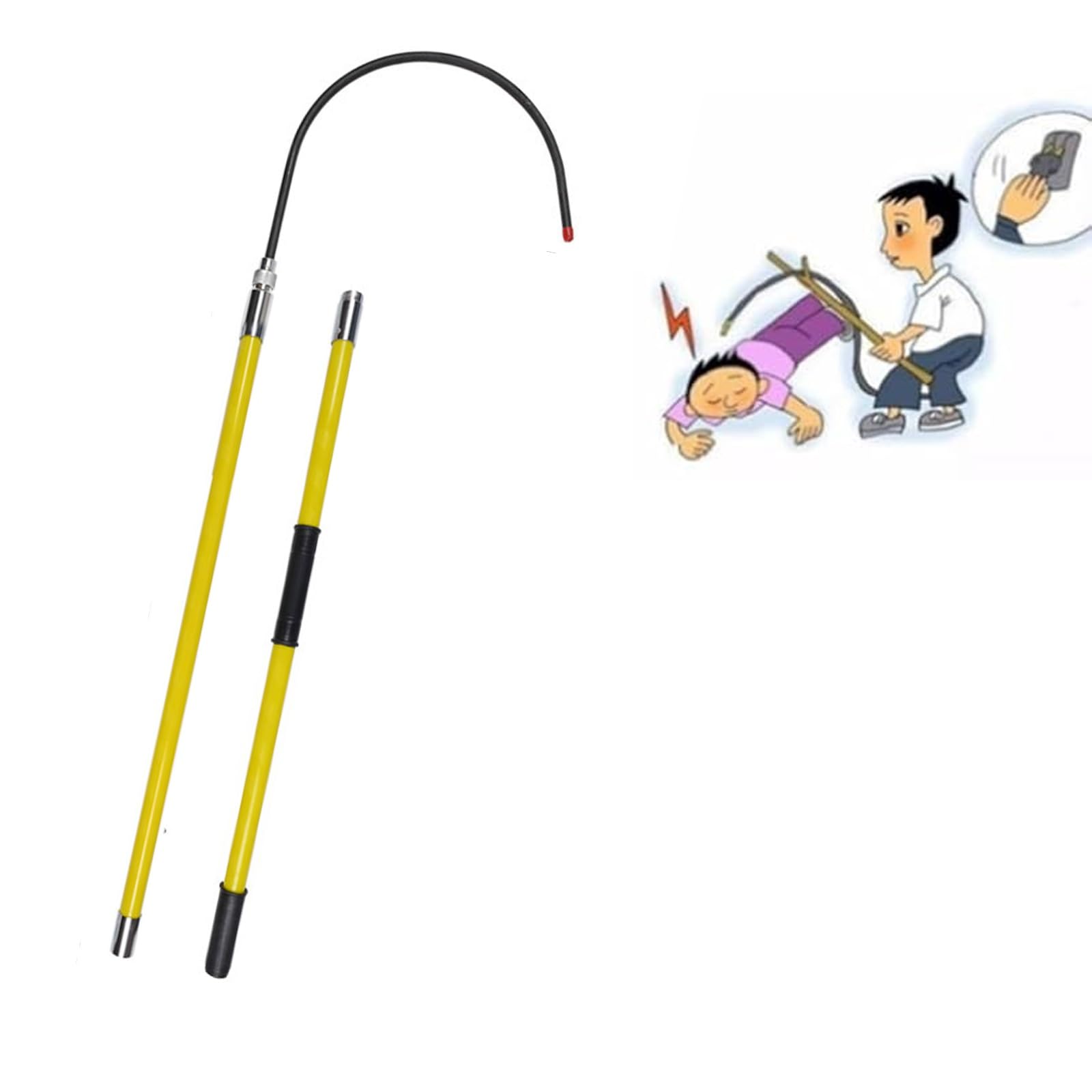 MSHGSKU Fire Safety Insulated Rescue Hook for Electricians and Linemen, Lightweight High Voltage Emergency Equipment, 3m/9.8ft Yellow Insulated Rescue Tool