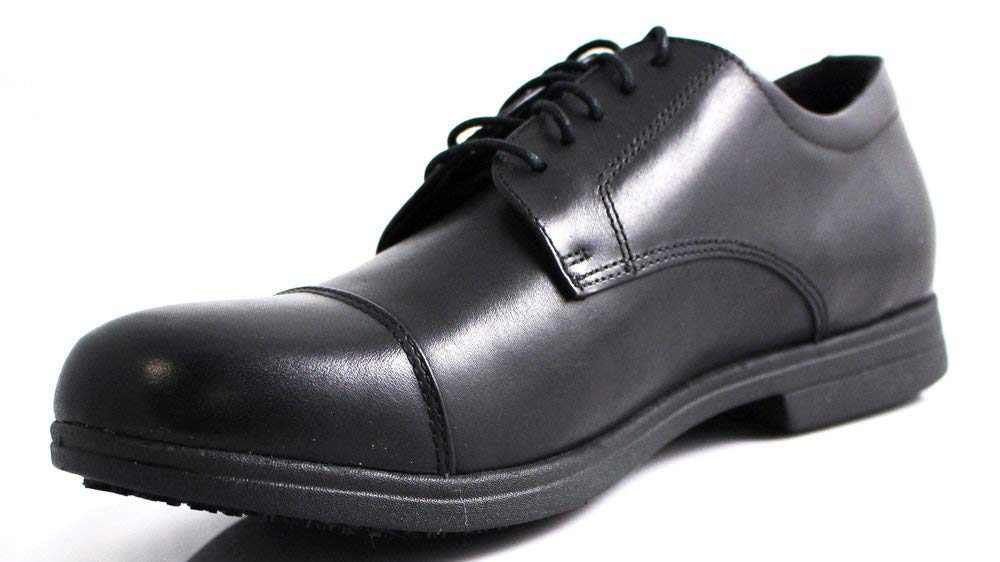 Laforst 8004 Mens Nonslip Black Leather Dress Shoe Wide 8.5
