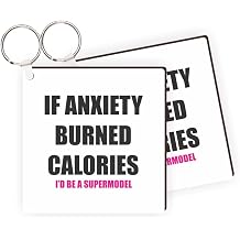 I Run Because I Really Like Food - Masonite Square Keychains with Nickle Split Rings