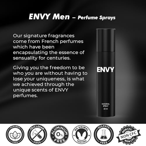Image of ENVY Natural Spray Perfume For Men - 60 ML Each, Pack of 4|Premium & Long Lasting Perfume| Eau de Parfum