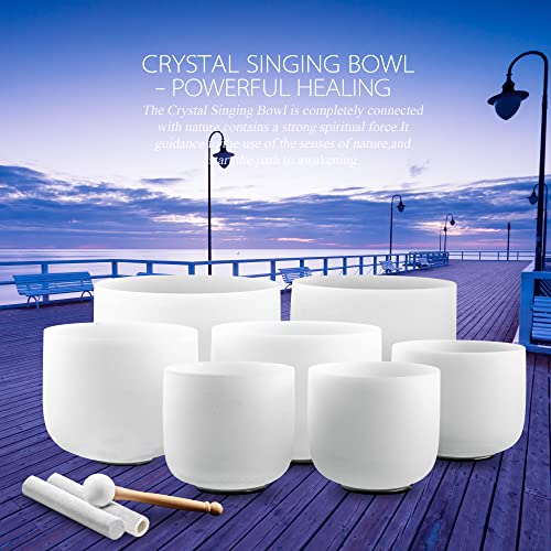 Ryan Dvan RD100013 432 Hz 7-12 Inch Set Of 7 Frosted Quartz Crystal Singing Bowl Chakra Set thumb #2