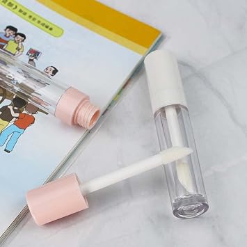 COSIDEA Pack of 14 Empty 8ml Big Wand Lip Gloss Tube Concealer Tube Packaging Rose Lip Gloss with Large Wand Applicator Pink