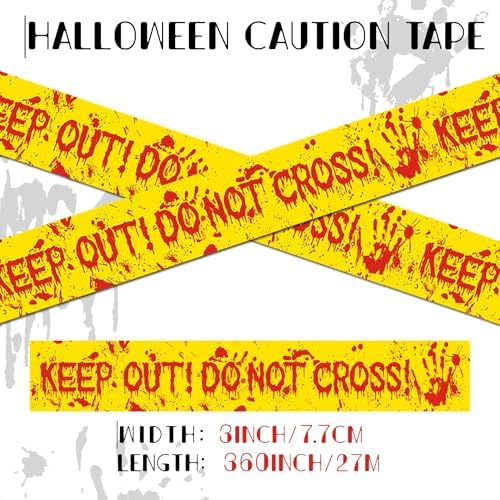 Halloween Decorations, 3inx90ft Halloween Caution Tape Halloween Party Decorations Indoor for Haunted Houses, Party, Door, Danger Areas Decor(1 Pcs) — 사진 3