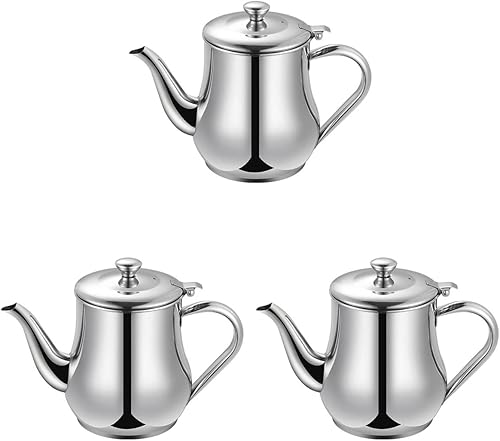 Hemoton 3 recipientes de grasa de tocino colador de aceite de cocina de acero inoxidable con tapa y boquilla larga para cocina de grasa de tocino 24