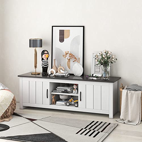 COSTWAY TV Stand for TVs up to 65 Inches, Wooden TV Cabinet Media Entertainment Center with 2 Doors and Storage Shelves, 145cm Modern TV Unit Console Table for Living Room Bedroom - Image 10