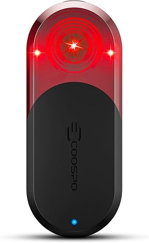COOSPO Luz trasera de radar para bicicleta TR70, alertas visualesaudibles para vehículos en 459.3 ft, resaltado de freno automático, 7 modos de