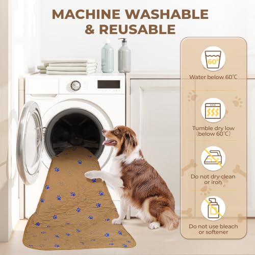 Image of Fostanfly Washable Dog Pee Pads, 1 Pack 24''x96''(2x8ft) Runner Rug, Brown | Machine Washable & Reusable, Strong Absorbent, Leak-proof & Waterproof, Non-Slip, Runner Rug for Hallway, Entryway, Bedroom