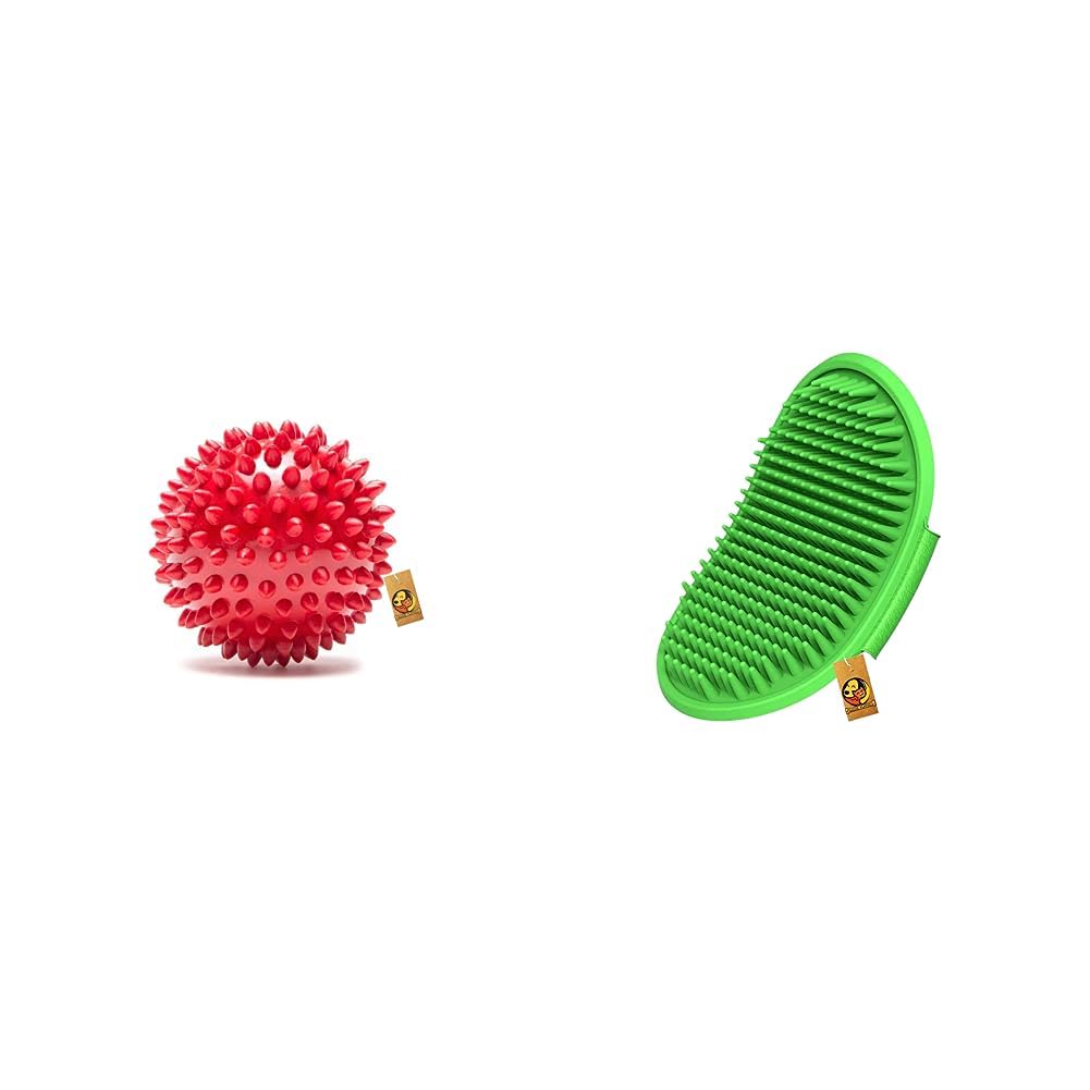 Foodie Puppies Natural Rubber Spike Ball - 2.5inch/ 6.35cm & Pet Massage Rubber Bath Glove (B0CDD1LCJ1) Amazon Price History, Amazon Price Tracker