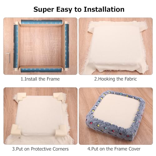 Image of Pllieay 10 * 10 Inch Punch Needle Frame with Frame Flannel Cover, Punch Needle Gripper Frame Rug Hooking Frame with Frame Cover for Rug Punch Needle and Embroidery Craft
