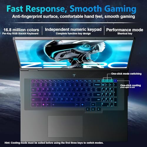 Image of Thunderobot Zero 18 Pro 5090 Gaming Laptop, 18 inch QHD+ 240Hz 2.5K Hummingbird Display, Core Ultra 9 275HX, GeForce RTX 5090, 64GB DDR5, 8TB SSD, Per-Key RGB, FHD IR Camera, Wi-Fi 6E, Win 11 Home