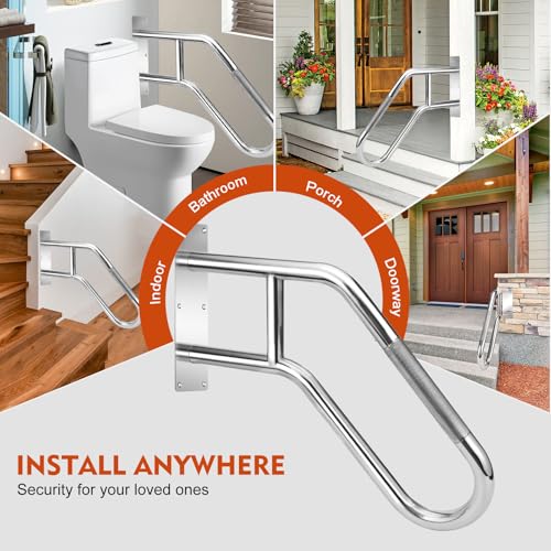 Handrails for Outdoor Steps Wall Mount, 2026 Upgrade 304 Stainless Steel Porch Railing, Deck Hand Rail Wall Mount Stair Hand Grab Bars Suitable for Indoor, Garden, Garage, Porch, Courtyard by Gifeerory - Used condition - Image 7