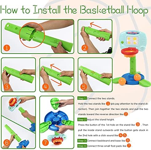 DELA DISCOUNT 51kWosy5o4S._AC_ LotFancy Basketball Hoop for Kids Toddlers, Infant 2 in 1 Sports Toy Set, with Light and Music Sound, Baby Electronic Interactive Learning Toy, Indoor & Outdoor Basketball Court Game, Battery Included  