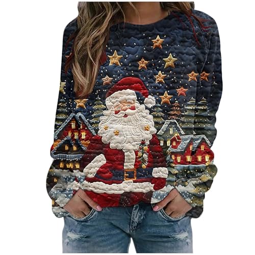 Sudaderas de Navidad para mujer invierno con motivos de copos