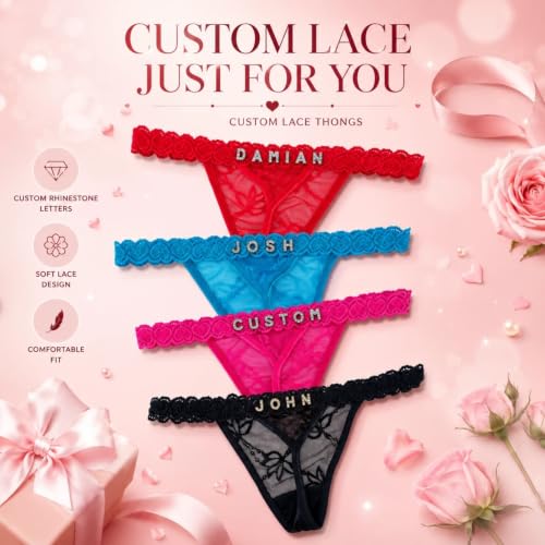 Image of UIASKOWP Personalized Thong With Special Word Funny Custom Underwear Thong Low Rise Sexy G-String for Women