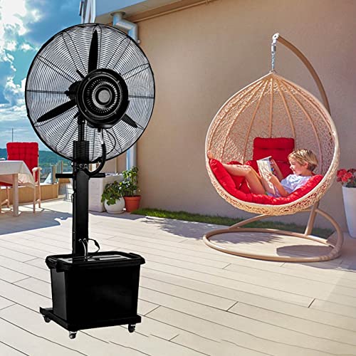 IYUESQ Ventilador oscilante para Exteriores de 26 Pulgadas, Ventilador de nebulización de pie con Pedestal, Ventilador de refrigeración de 3 velocidades, Ventiladores Negros de Alta veloc