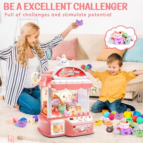 Image of Claw Machine for Kids, 30 Toys & 24 Game Coins & 20 Surprise Eggs | Musical Electronic Arcade Game Console Kids Claw Machine with Adjustable Sound, Christmas and Birthday Gift