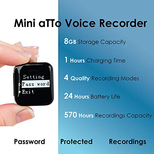 Digital Mini Voice Activated Recorder |Password Protection | More Than 20 Hours Battery Life | 512 Hours Audio Storage Capacity | 2021 Upgraded Firmware #TOP17