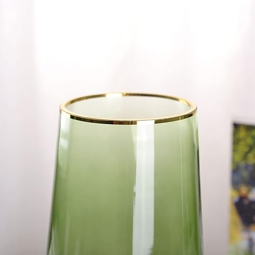 Miniatura 3 de WHJY Florero de cristal transparente verde de 9 pulgadas para centros de mesa decoración del hogar, florero moderno botellas de vidrio