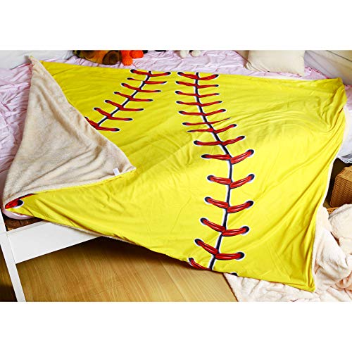 SKOLOO Softball Flannel Fleece Throw Blanket, Warm Fluffy Cozy Soft TV Bed Couch Sport Fans Boys Teens Gift Blanket Comfy Microfiber Velvet Plush Throw,Kids 50\" x 60\" - Thumbnail 3