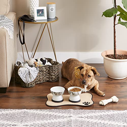 Bone-Shape-Embroidered-Pet-Feeding-Placemat-Brown-by-Bone-Dry Bone Shape Embroidered Pet Feeding Placemat Brown by Bone Dry