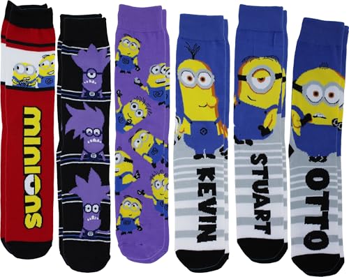 Hyp Despicable Me Minions Men's Casual Crew Socks, 6-Pack, Size 8-12 - Main Image