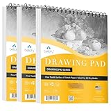 Bellofy 3 x Drawing Paper Pads 9” x 12” | 300 Sheets | 60lbs 85g | Acid Free Sketchbook Paper for Dry Media | Top Spiral Bound Sketchpad for Kids, Beginners, Artists & Professionals