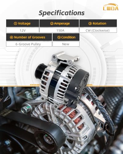 Image of 11725N Alternator 12V 150A Compatible with 2013-2014 Audi | A4 A5 Quattro Q5 1.8L 2.0L Replace 06H903017J 06H903017JX